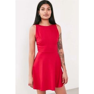 Urban Outfitters Cooperative Ponte Pinafore Red Mini Dress